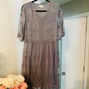 Orange Creek Grey Lace Dress Size S/M